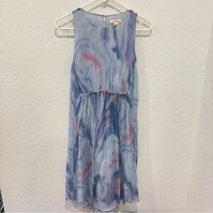 Sundance Silk Dress Womens Large Blue Cinched Waist Mini Tie Dye Sleeveless Boho